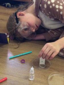 Vicky shared this fabulous photo of her little scientist concentrating on Incredible Inks from Investigate Box 1