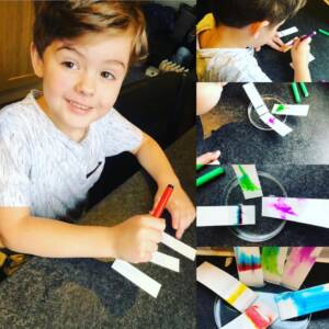 boy experimenting with chromatography